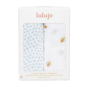2 - pack Cotton Swaddles - Bees & Dots - My Little Thieves