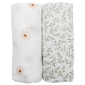 2 - pack Cotton Swaddles - Daisy / Greenery - My Little Thieves