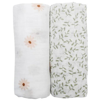 2 - pack Cotton Swaddles - Daisy / Greenery - My Little Thieves