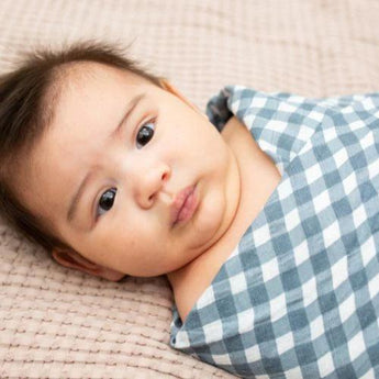 2 - pack Cotton Swaddles - Fish / Navy Gingham - My Little Thieves