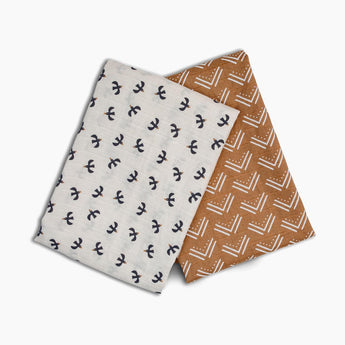 2 - pack Cotton Swaddles - Mudcloth / Black Birds - My Little Thieves