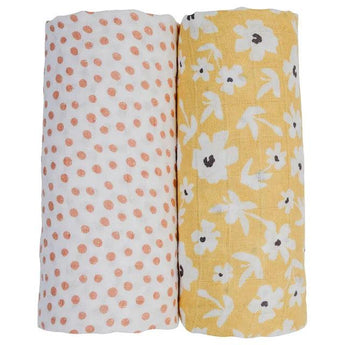 2 - pack Cotton Swaddles - Wildflowers & Dots - My Little Thieves