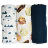 3 - Pack Bamboo Muslin Swaddle Blankets - Baby Blues - My Little Thieves