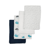 4 - Pack Bamboo Muslin Swaddle Blankets - Whales & Stars - My Little Thieves