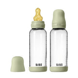 BIBS Glass Baby Bottle Round Latex 240ml Medium Flow 2-Pack Sage - 5713795274840
