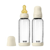 BIBS Glass Baby Bottle Round Latex 240ml Medium Flow 2-Pack Ivory - 5713795274864