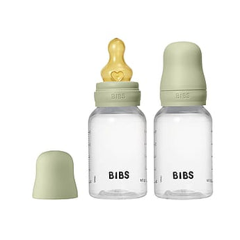BIBS Baby Bottle Round Latex 150ml Slow Flow 2-Pack Sage - 5713795275007