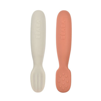 Beaba Silicone Training Pre-Spoons Terracotta and Velvet Grey - 3384349135799