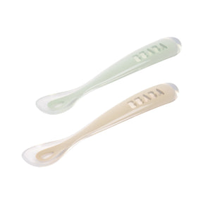 Beaba Silicone 1st Age Baby Spoon Set of 2 with Storage Case