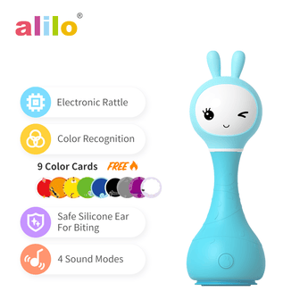 Alilo – Smarty Shake & Tell Rattle, R1 - Smarty Blue | Music, Stories, & Color Learning for Babies | Hi - Fi Sound, Light - Up Ears, USB Charging | 0+ - My Little Thieves