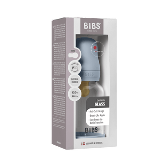BIBS Glass Baby Bottle 120ml Slow Flow | Newborn Feeding