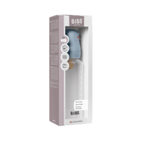 BIBS Baby Bottle, 270ml, ivory with round latex nipple, in its white and grey packaging.