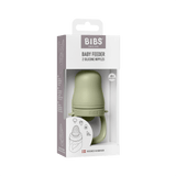 Sage BIBS Baby Feeder with 2 silicone nipples in white box, 4+ months.