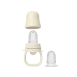 Sage BIBS baby feeder with silicone nipple, cap, and extra nipple for weaning.