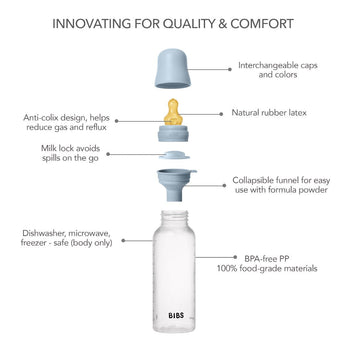 Bibs Glass Baby Bottle 240ml Medium Flow