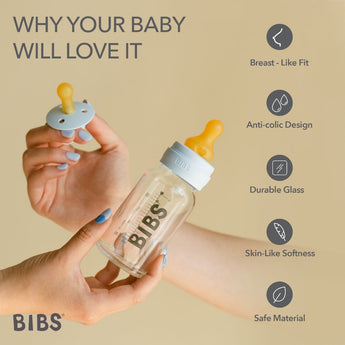 Bibs Glass Baby Bottle 240ml Medium Flow