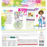 Crayola Creations Art History Fashion Sketch Portfolio with stickers, stencils, and a diverse character.