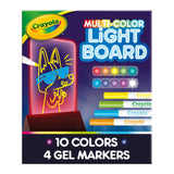 Crayola Multi-Color Light Board box with glowing dog drawing and 4 gel markers.