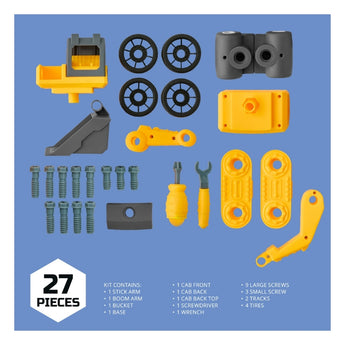 Discovery Mindblown Take Apart DIY Excavator Construction 27-piece Set STEM Toy for Early Engineering, Science Kit for Kids