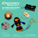 Discovery Mindblown Action Circuitry Robot Spinner kit with black robot, orange siren LED, switch, and connectors.