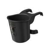 Black Doona Liki cup holder with a sleek design and Liki logo, for strollers and bikes.