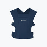 Ergobaby Embrace Heather Grey newborn carrier, soft navy fabric with buckles and Ergobaby logo.