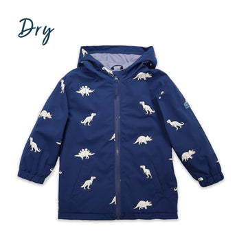 Holly And Beau Kids Color Changing Dinosaur Raincoat | Waterproof Fun Coat