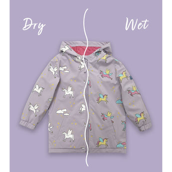 Holly And Beau Kids Color Changing Unicorn Raincoat | Waterproof Girls Coat