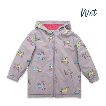 Holly And Beau Kids Color Changing Unicorn Raincoat | Waterproof Girls Coat