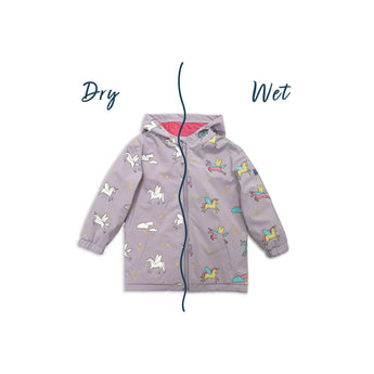 Holly And Beau Kids Color Changing Unicorn Raincoat | Waterproof Girls Coat