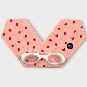 White Junior Swimming Goggles – Ultra-Soft Band with Heart  Lollipops