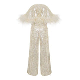 Junona Ivory Sequin Jumpsuit | Jumpsuit Girl