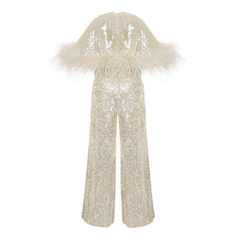 Junona Ivory Sequin Jumpsuit | Jumpsuit Girl