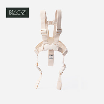 KAOS 5 Point Jr. Harness in light beige fabric with white plastic buckles for highchair safety.