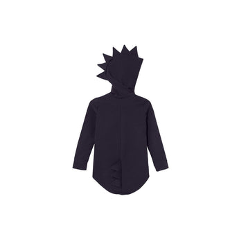 Dark blue Kuku Kid Dino Hoodie Cardigan Jacket for boys, featuring spiked hood and back details.