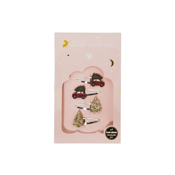 Luciole Et Petit Pois Xmas Drive Gift Box | Christmas Tree Hair Clips Set