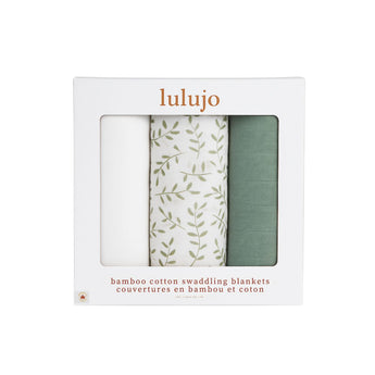 Lulujo Bamboo Muslin Swaddle Blankets 3 Pack | Baby Essentials Gift Set