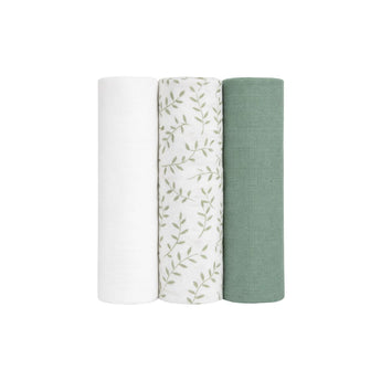 Lulujo Bamboo Muslin Swaddle Blankets 3 Pack | Baby Essentials Gift Set