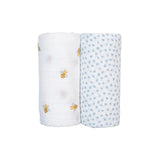 Lulujo Cotton Muslin Swaddles 2 Pack | Ultra Soft Breathable Baby Blankets