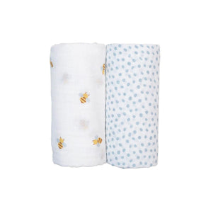 Lulujo Cotton Muslin Swaddles 2 Pack | Ultra Soft Breathable Baby Blankets