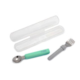 Melii Detachable Spoon & Fork with Carrying Case - Green & Grey