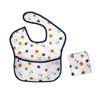 Melii Fold Up Bib with scoop White & Navy Bear 2 pcs
