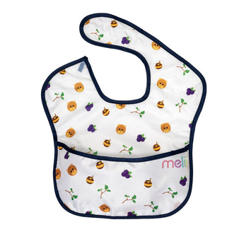 Melii Fold Up Bib with scoop White & Navy Bear 2 pcs