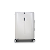 White MiaMily 24-inch check-in luggage with four wheels and a sleek, minimalist design.