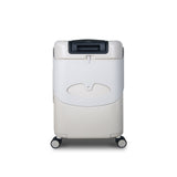 Cream MiaMily 24-inch check-in luggage with black handle, designed for kids to ride on.