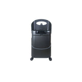 Dark gray MiaMily 24-inch check-in luggage with a ride-on seat and wheels, viewed from the back.