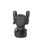 MiaMily Hipster Ergonomic Baby Carrier in dark gray, featuring a hip seat and multiple carrying positions.