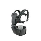 MiaMily Hipster Ergonomic Baby Carrier in dark gray fabric, featuring a detachable hip seat and padded shoulder straps.