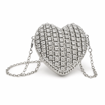 My Little Thieves Crystal Heart Clutch Bag Silver | Kids