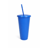 My Little Thieves 24oz matte blue PP plastic tumbler with lid and straw.